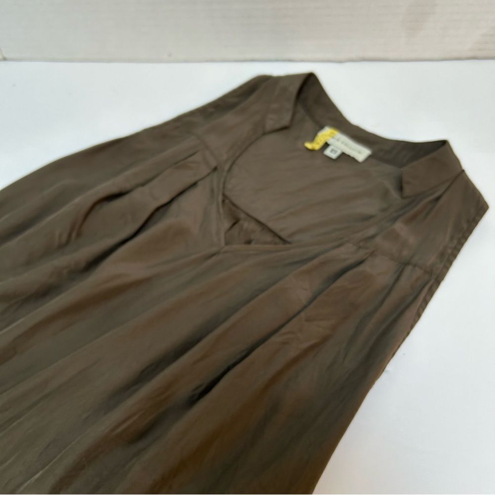 Annie Griffin Silk Tunic Dress Brown Sleeveless V-Neck size XS